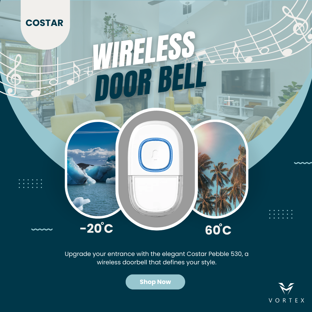 Costar Pebble 530: Wireless Doorbell 1000ft, 32 Chimes