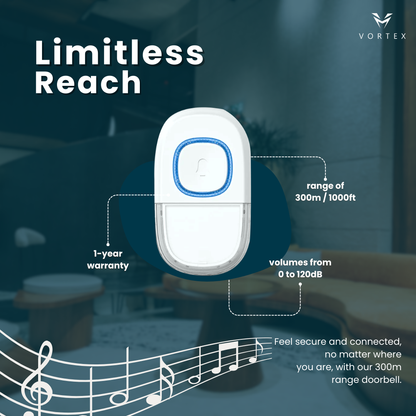 Costar Pebble 530: Wireless Doorbell 1000ft, 32 Chimes