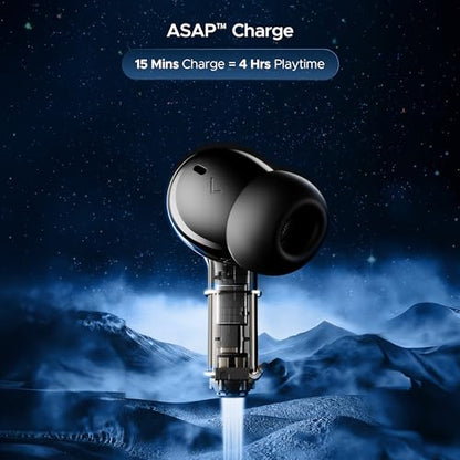 boAt Newly Launched Nirvana Space Truly Wireless in-Ear Earbuds w/ 360º Spatial Audio, ANC(~32dB), 100HRS Playback, 4 Mics with AI-ENx™, Hearables App, in-Ear Detection, DLC Drivers(Cosmic Black)