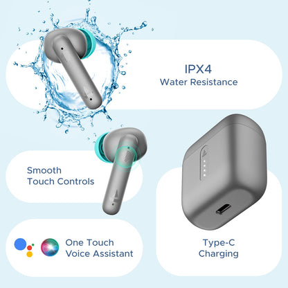 boAt Airdopes 141 Bluetooth Truly Wireless in Ear Ear Buds w/ 42H Playtime,Low Latency Mode for Gaming, ENx Tech, IWP, IPX4 Water Resistance, Smooth Touch Controls(Cyan Cider)