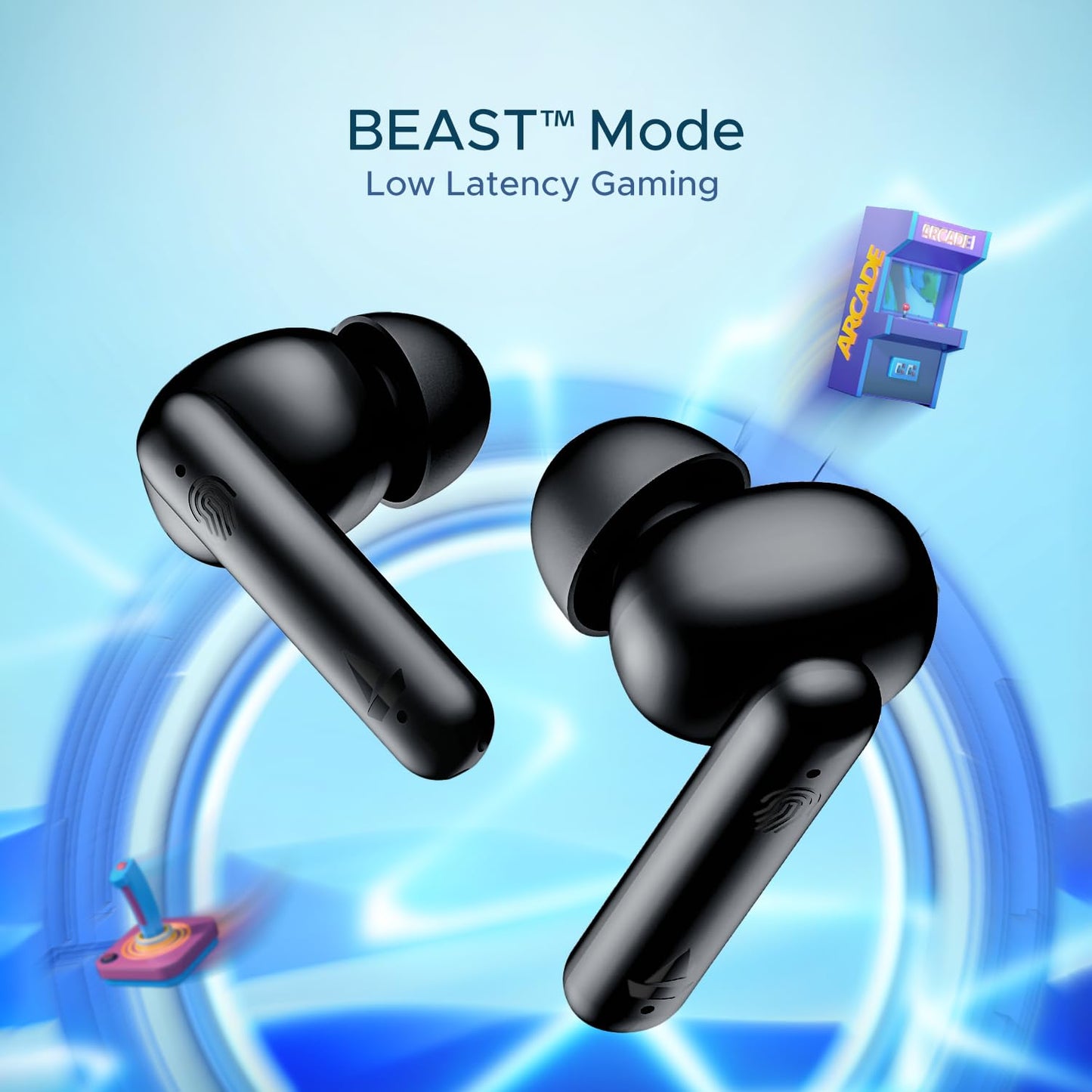 boAt Airdopes 141 Bluetooth Truly Wireless in Ear Ear Buds w/ 42H Playtime,Low Latency Mode for Gaming, ENx Tech, IWP, IPX4 Water Resistance, Smooth Touch Controls(Bold Black)