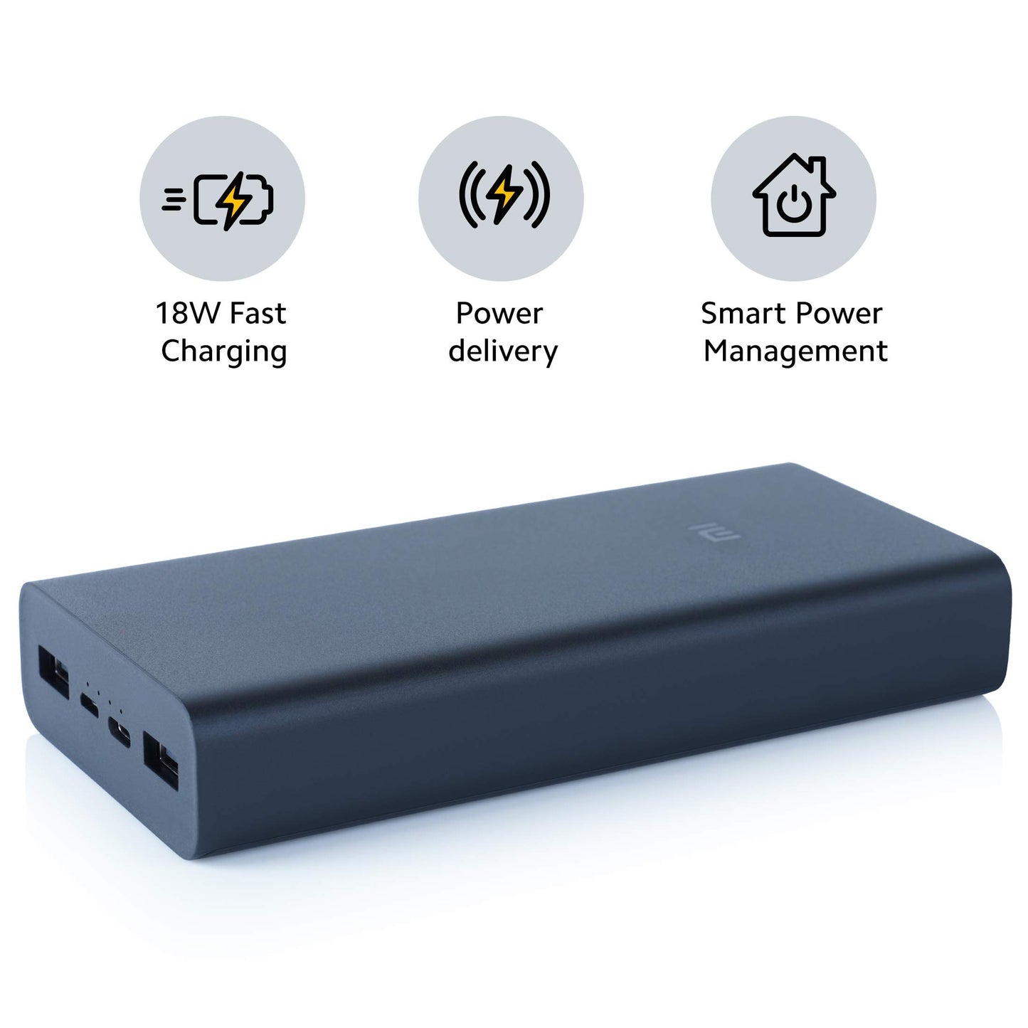 MI Power Bank 3i 20000mAh Lithium Polymer 18W Fast Power Delivery Charging | Input- Type C | Micro USB| Triple Output | Black.