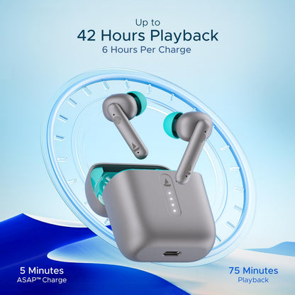 boAt Airdopes 141 Bluetooth Truly Wireless in Ear Ear Buds w/ 42H Playtime,Low Latency Mode for Gaming, ENx Tech, IWP, IPX4 Water Resistance, Smooth Touch Controls(Cyan Cider)