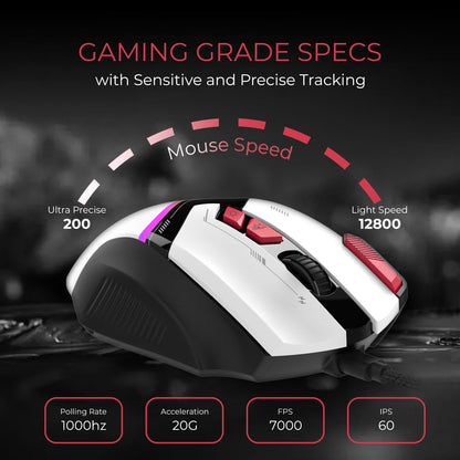 EvoFox Blaze: RGB Gaming Mouse 12800 DPI, Programmable Vortex