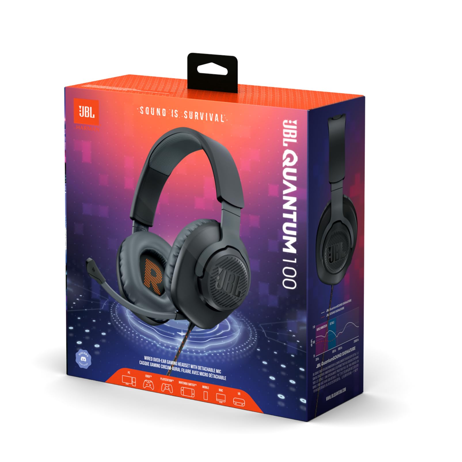 JBL Quantum 100: Wired Gaming Headset (Mic, Memory Foam) Vortex