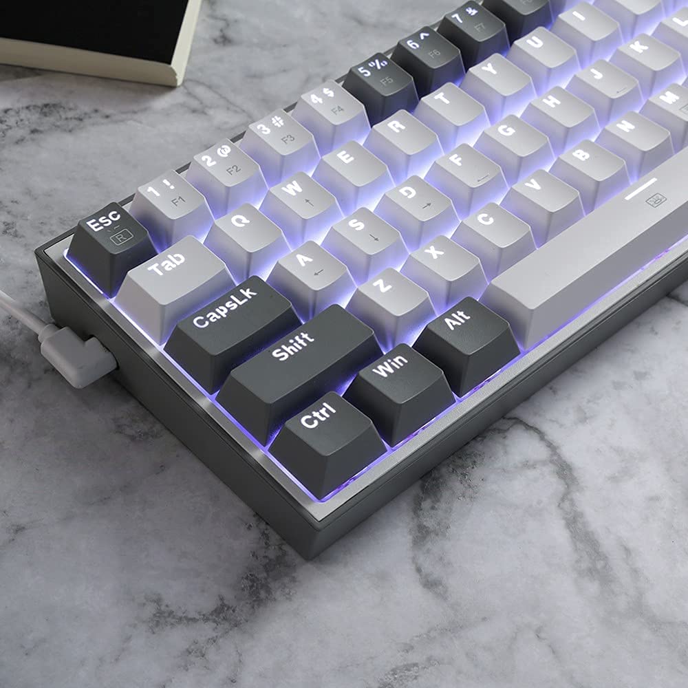 Redragon K617 Fizz 60% Wired RGB Gaming Keyboard - 61 Keys, White/Grey Keycaps, Linear Red Switch, Software Supported Vortex