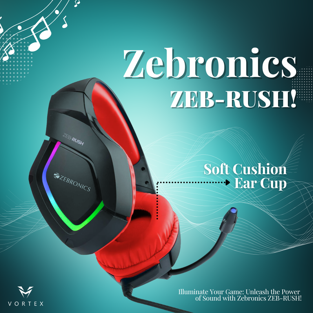 Zebronics ZEB-RUSH (Red) Premium Wired Gaming Headphone Vortex